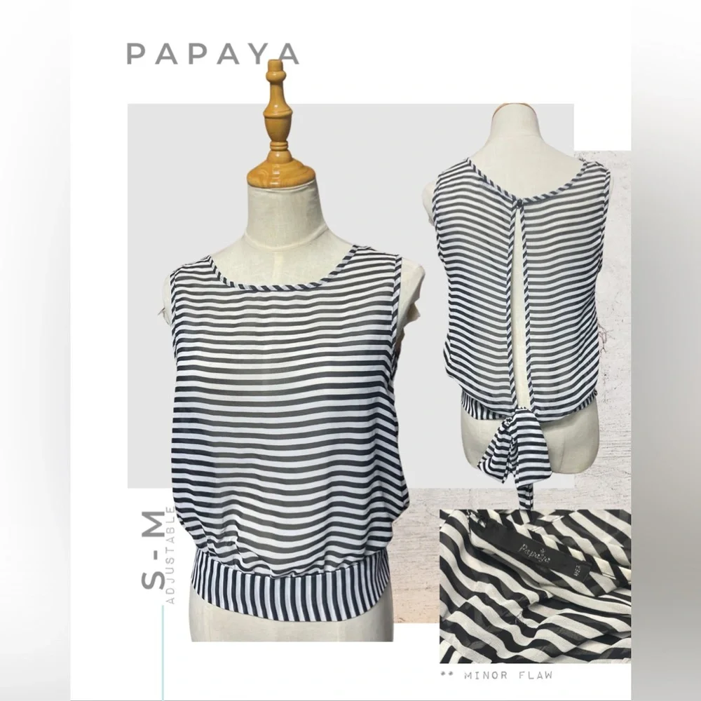 POLYESTER STRIPE SLEEVELESS TOP - Picture 1 of 1
